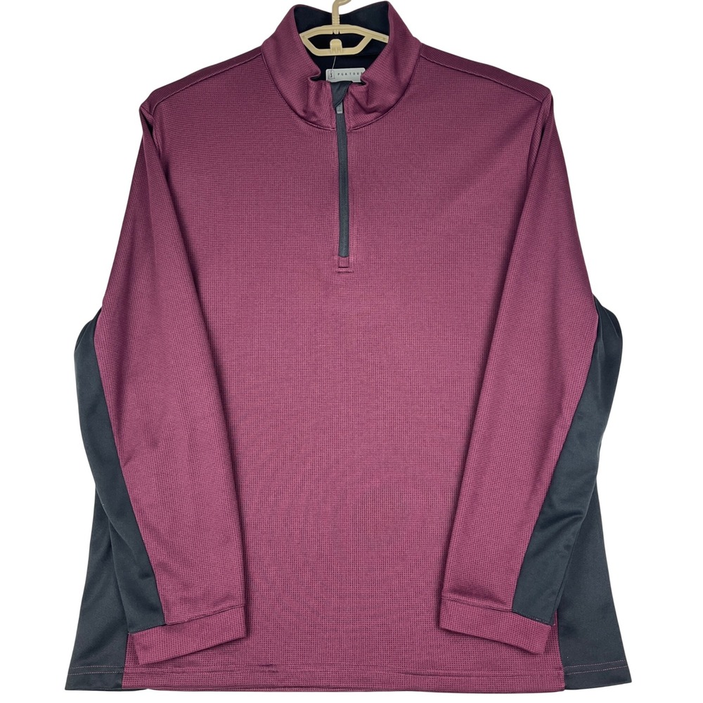 PGA Tour Quarter Zip Pullover Mens XXL Burgundy Maroon Black Golf Performance
